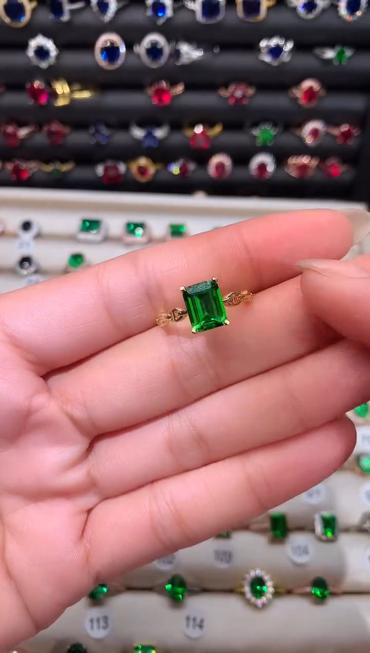 【闪购商品】透辉石戒指银S925镶嵌79金