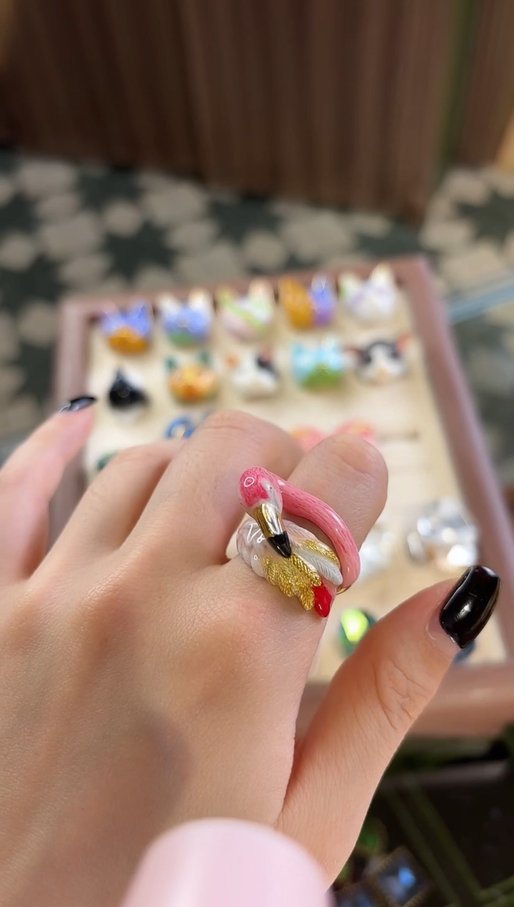 纯铜大理石美****星火烈鸟戒指