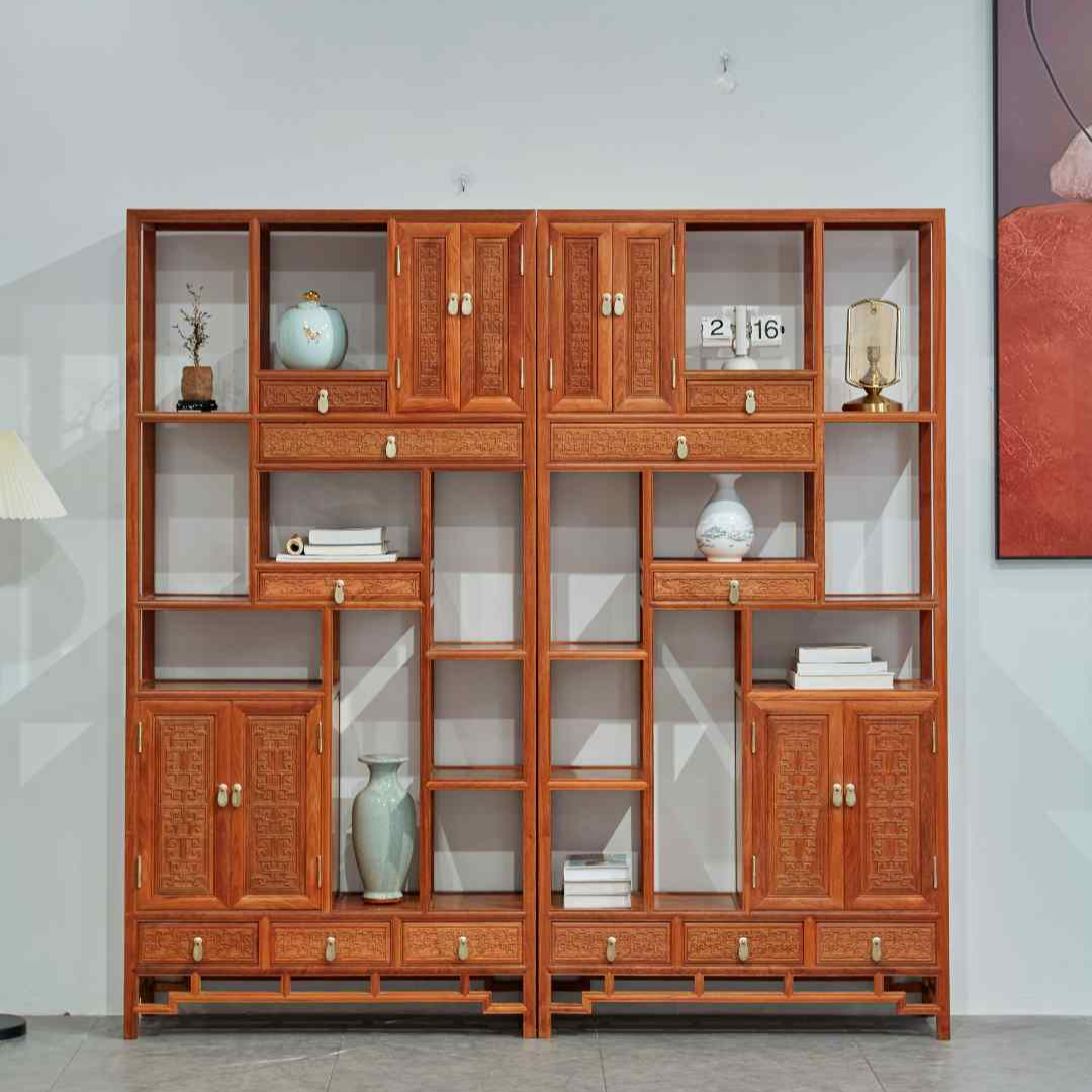 【缅花花梨】螭龙纹博古架（ 田家清收藏款）