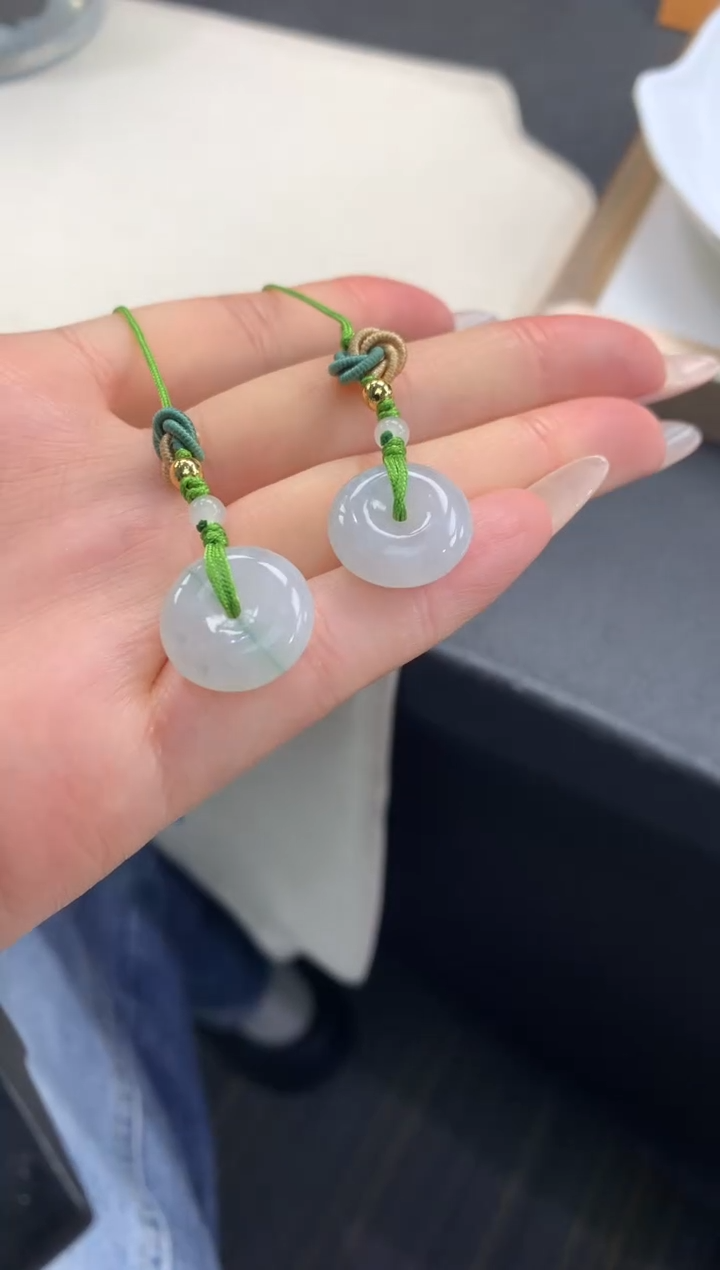 未镶嵌挂件翡翠FC541 翡翠飘花平安扣手机挂 多样性发其一