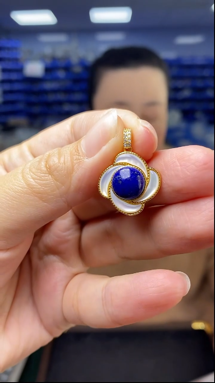 银S925镶嵌青金石吊坠(不含链)DZ5132