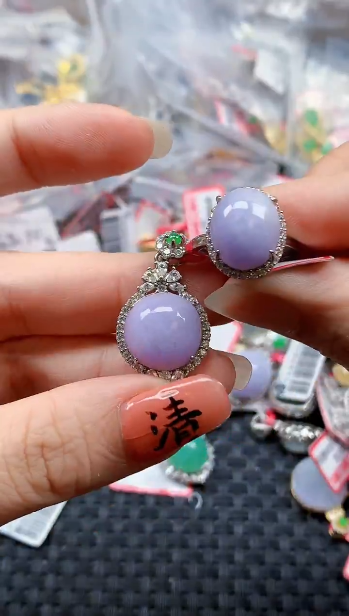 银S925镶嵌戒指翡翠天然A货缅甸翡翠