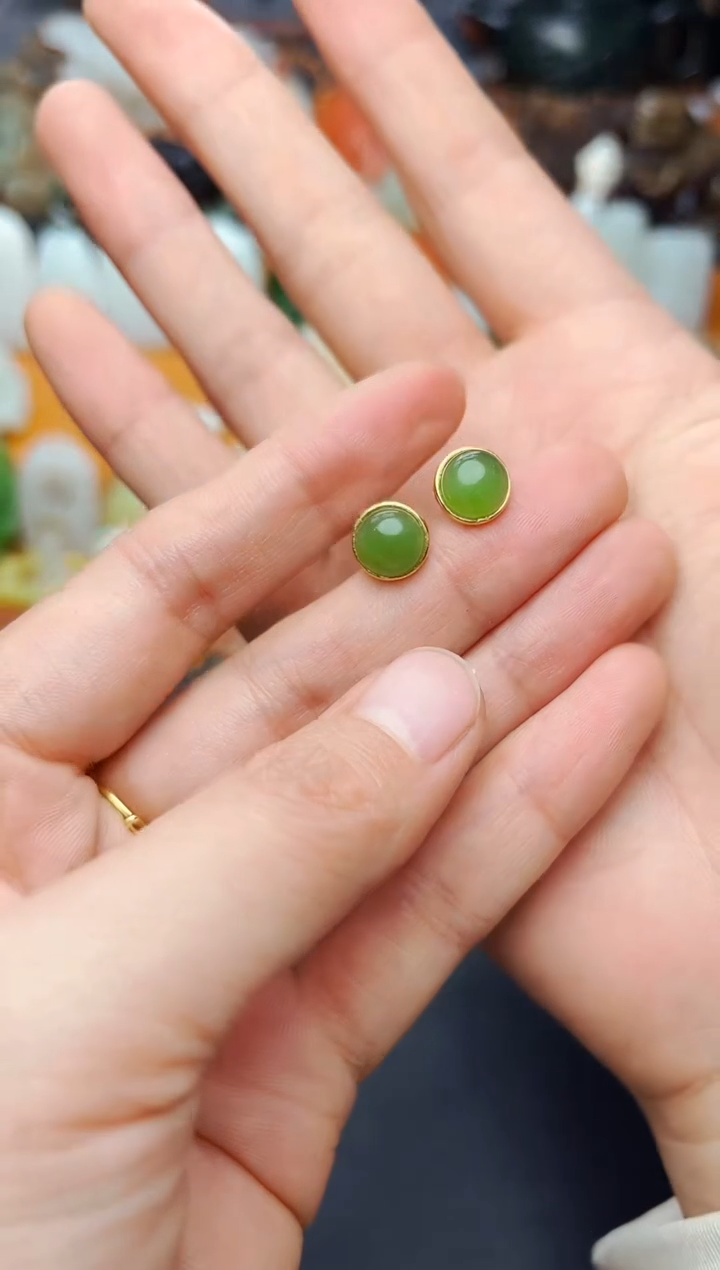 【闪购商品】和田玉耳饰银S925镶嵌耳饰