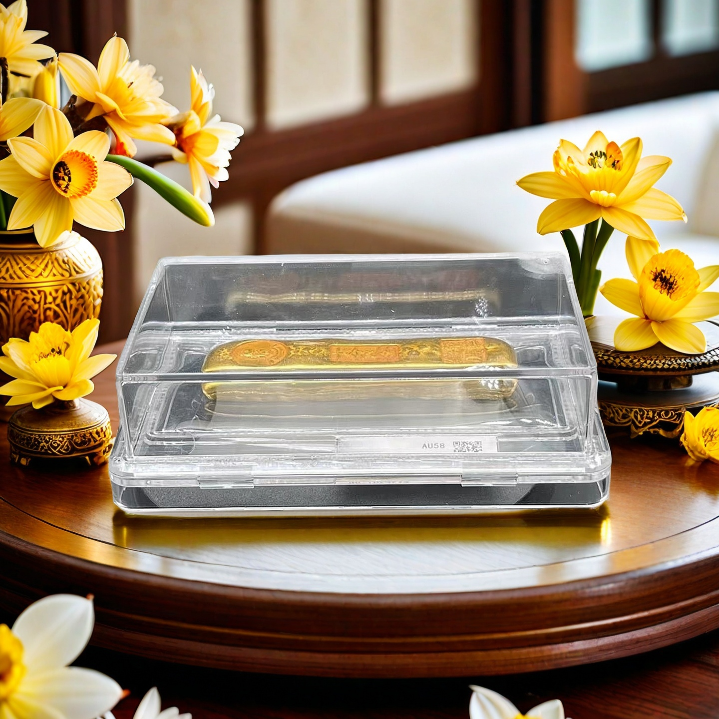 金色长条小黄鱼实心9999透明亚克力评级礼盒包装YSAH