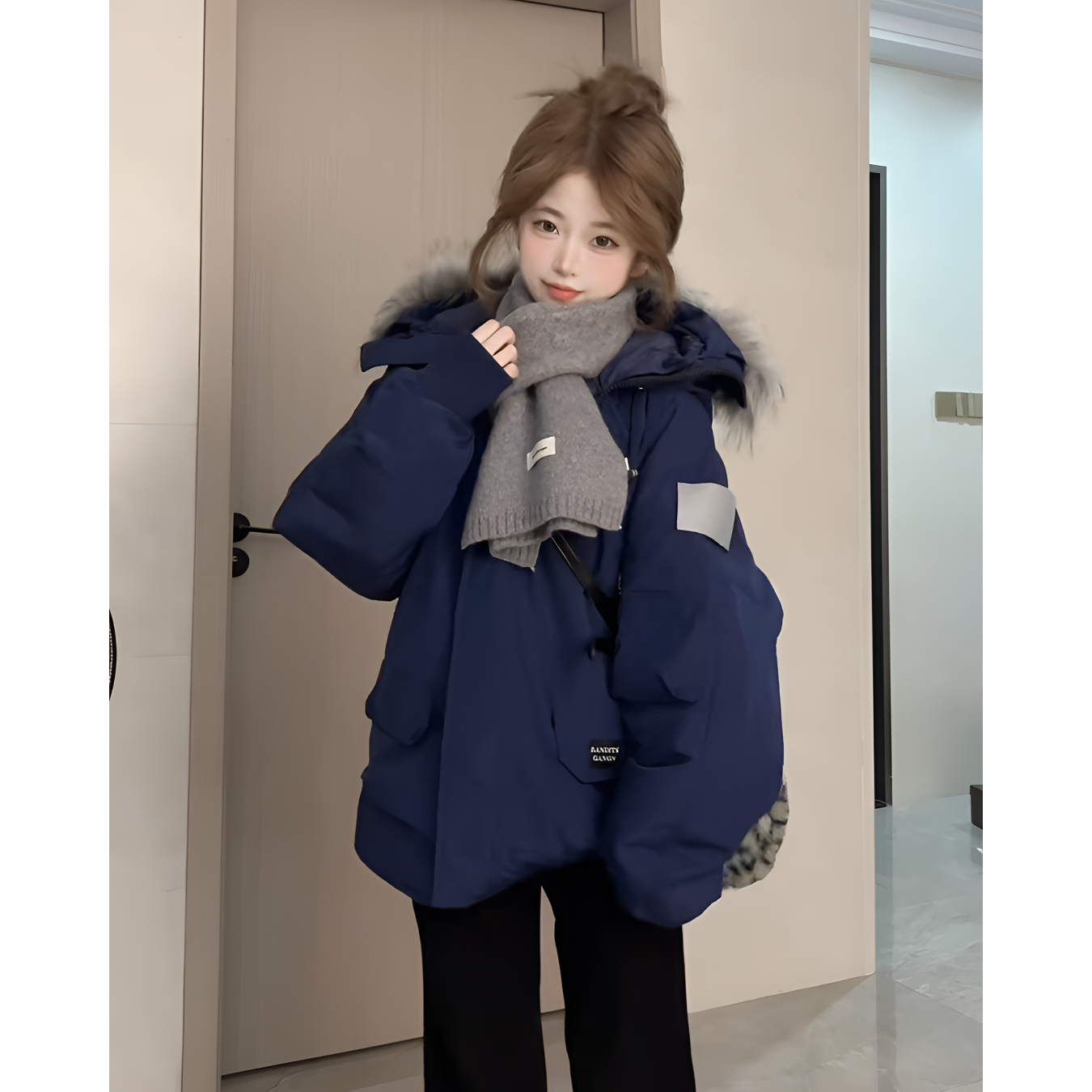 棉服女2025冬季新款美式工装毛领加厚宽松中性ins潮情侣棉衣外套