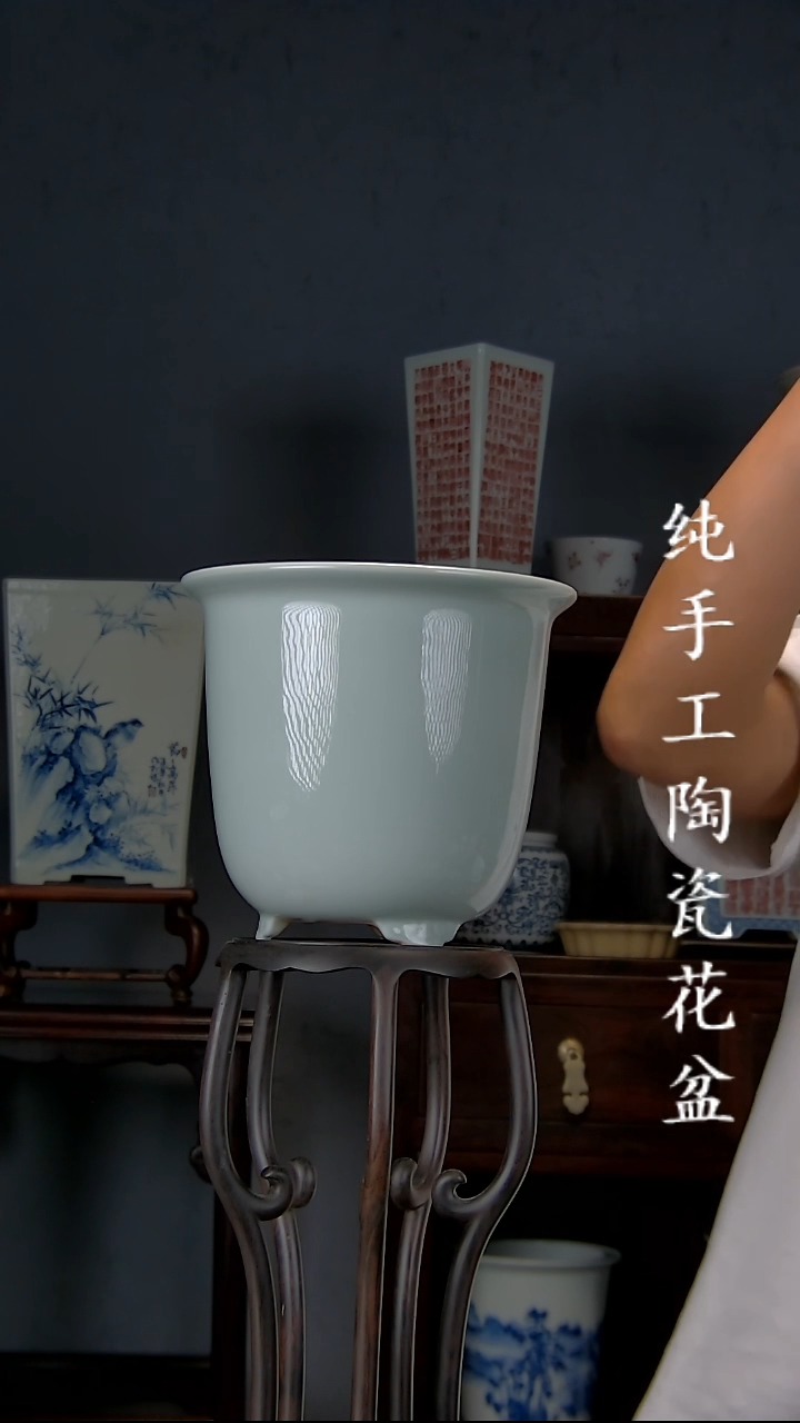 景德镇陶瓷 手工花盆