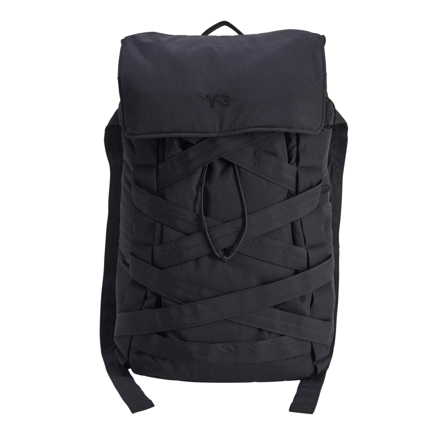 Y-3/Y-3（53-JV9722）黑色时尚绑带装饰运动双肩背包