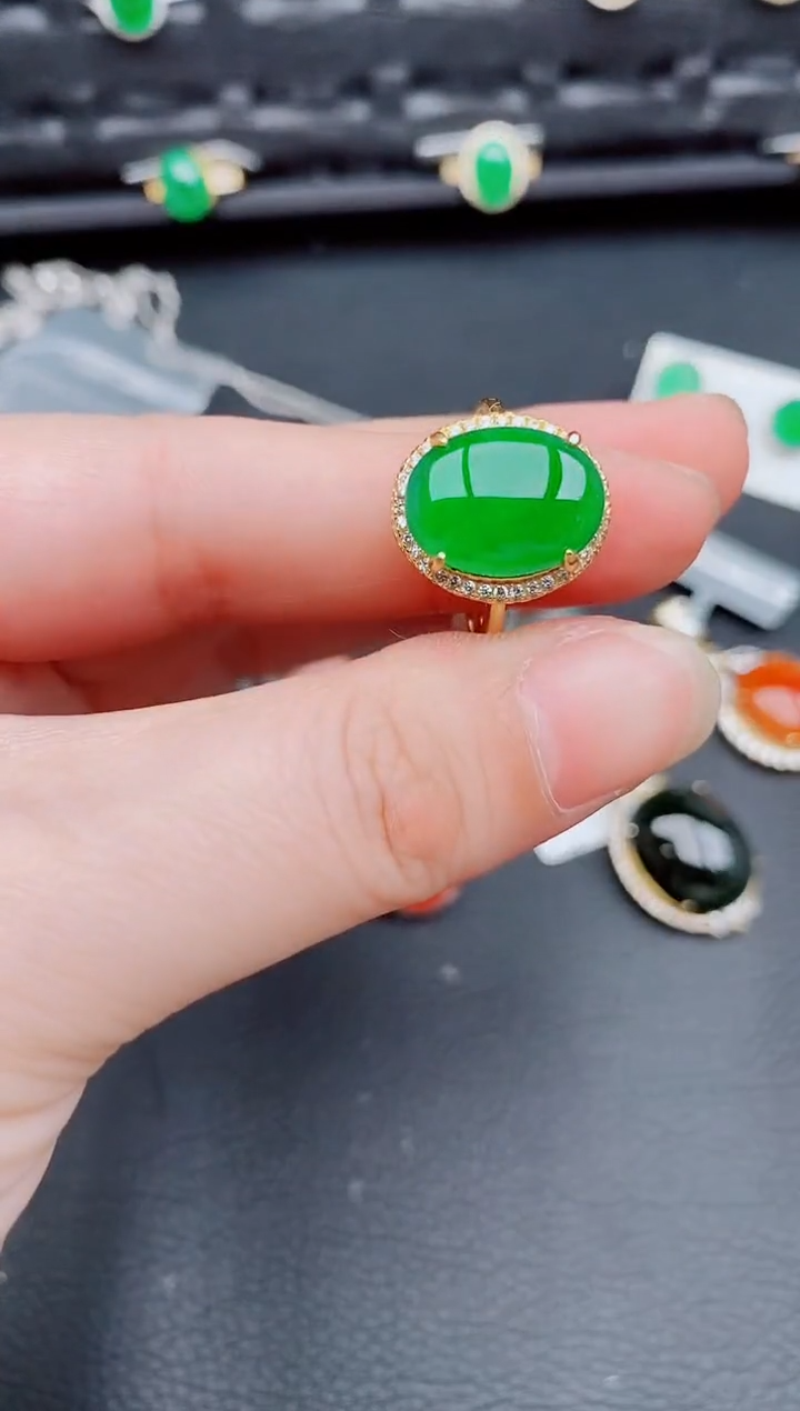 【闪购商品】翡翠戒指银S925镶嵌天然a货翡翠300