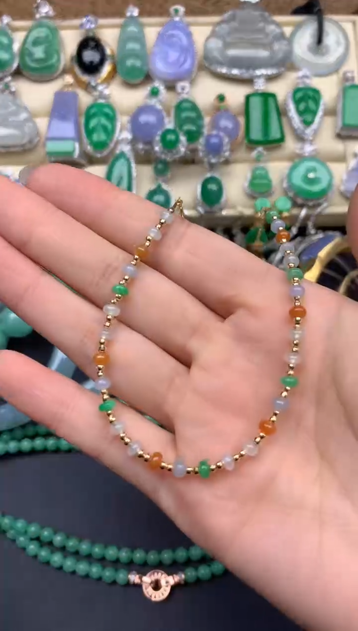 【闪购商品】翡翠手串18K金镶嵌370-中国好珍宝