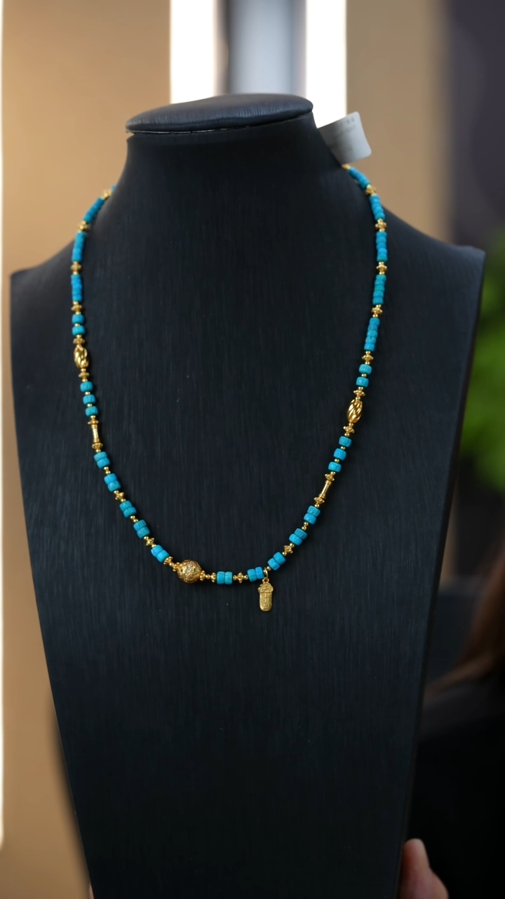 未镶嵌绿松石项链3.4-4.6mm秒拍号11