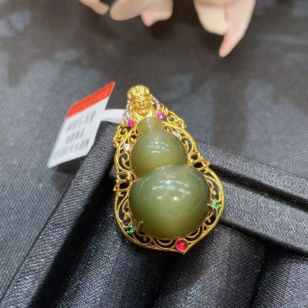 【年中大促】18K金和田玉金猫眼葫芦吊坠丨多样性发一