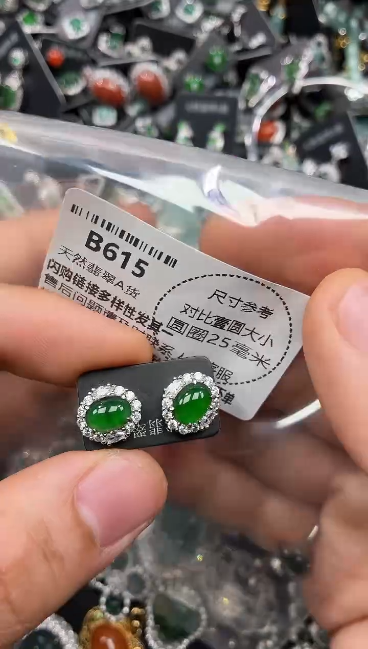 颈饰未镶嵌翡翠B615耳钉