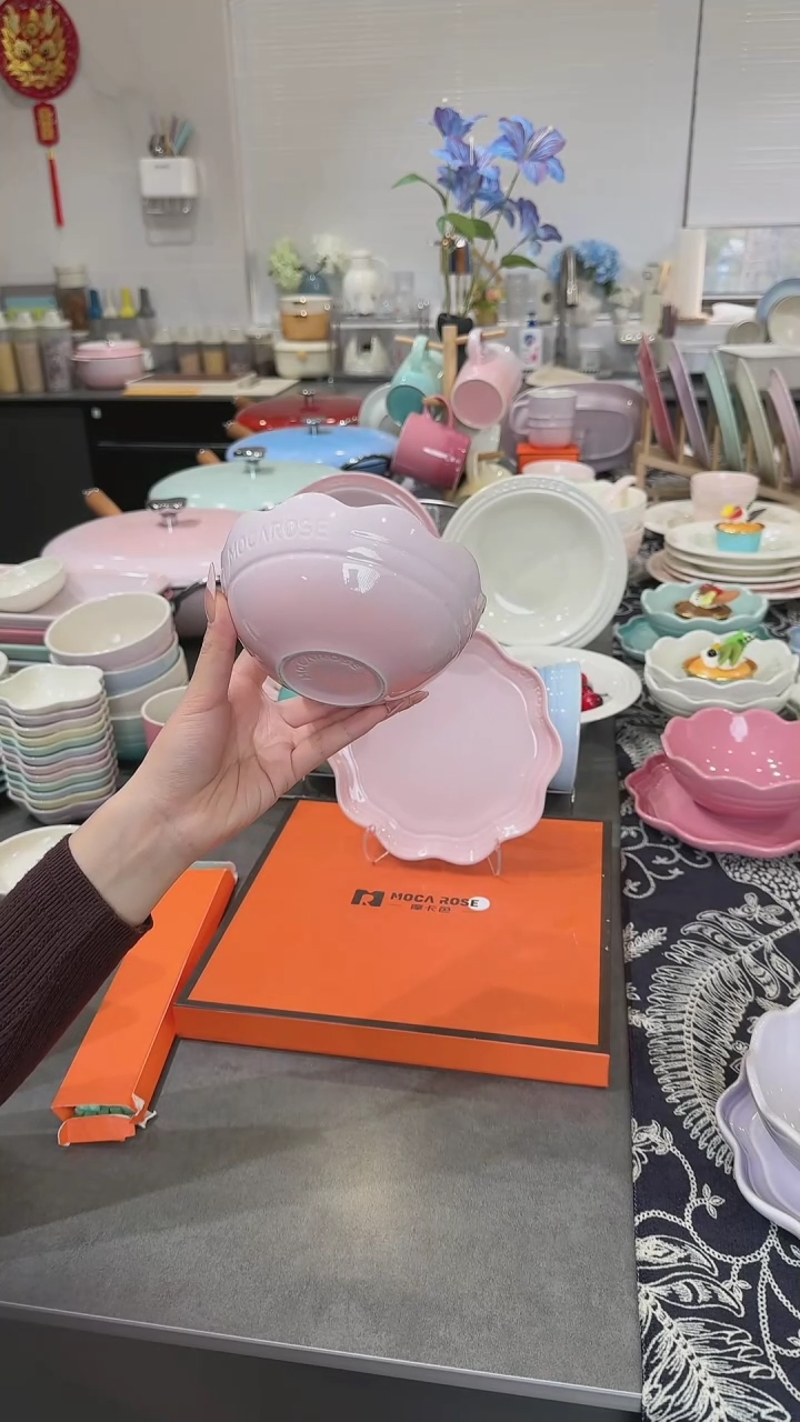 【闪购商品】瓷炻彩花边碗14cm-樱花粉