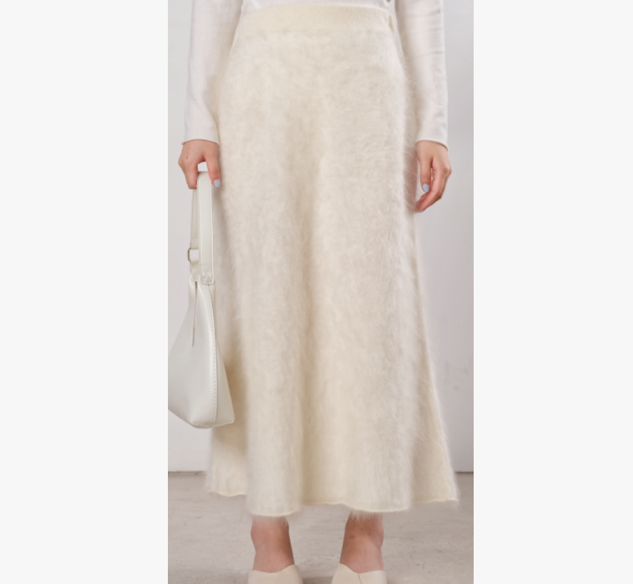 【吉美】加厚羊绒裙中腰松紧带半身裙珍珠格纹鱼尾裙纯色秋冬冬季