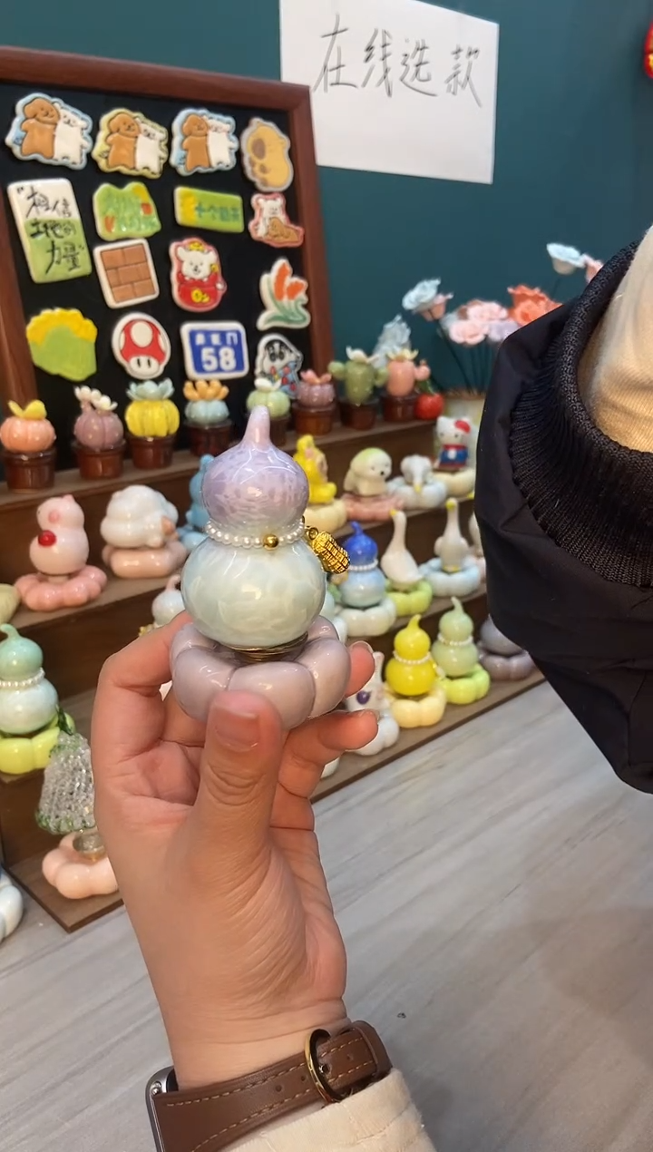 摆件陶紫色葫芦景德镇陶瓷摆件1个装