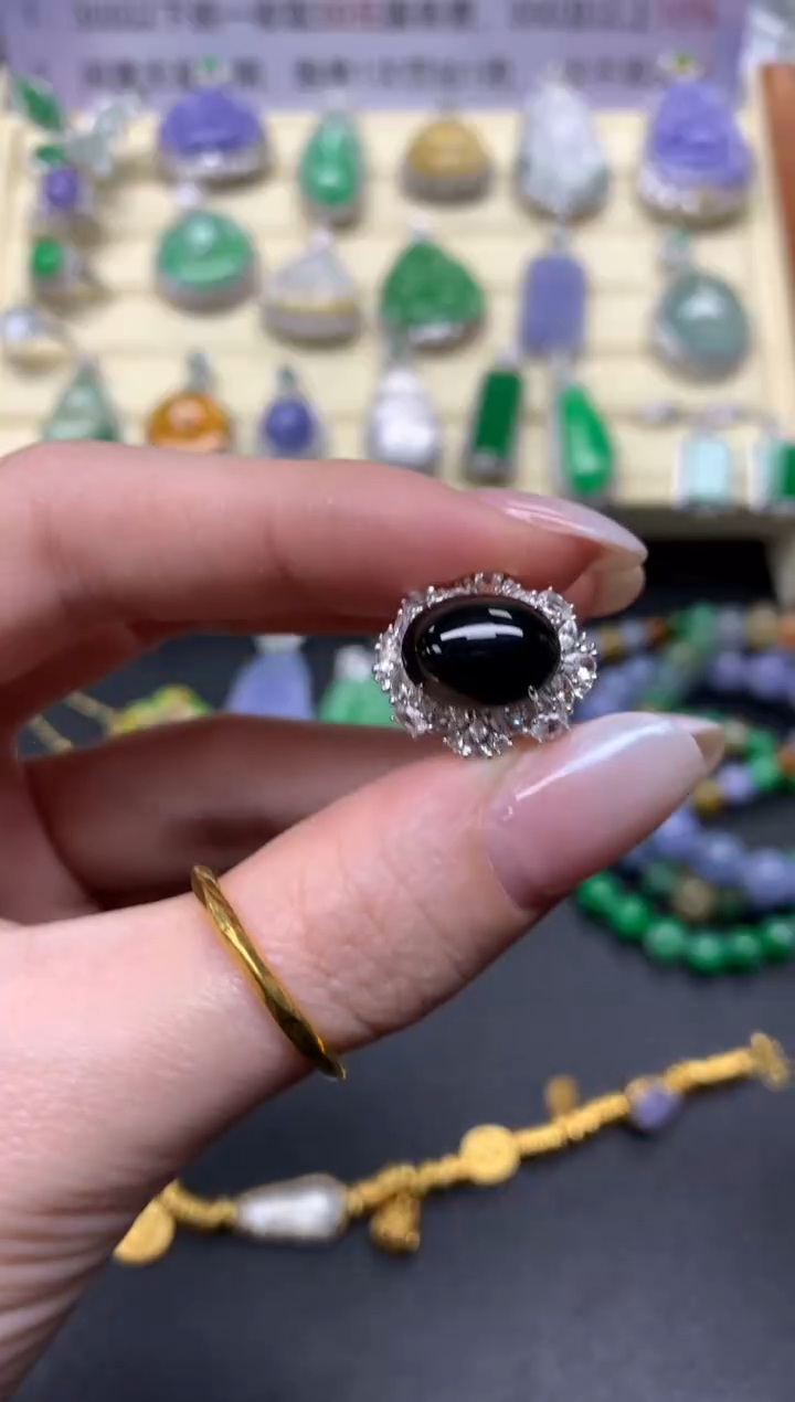 【闪购商品】翡翠戒指18K金镶嵌戒指|5500+550