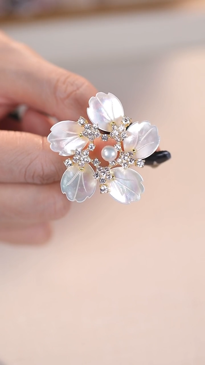 合金胸饰淡水珍珠 【无包装】胸花