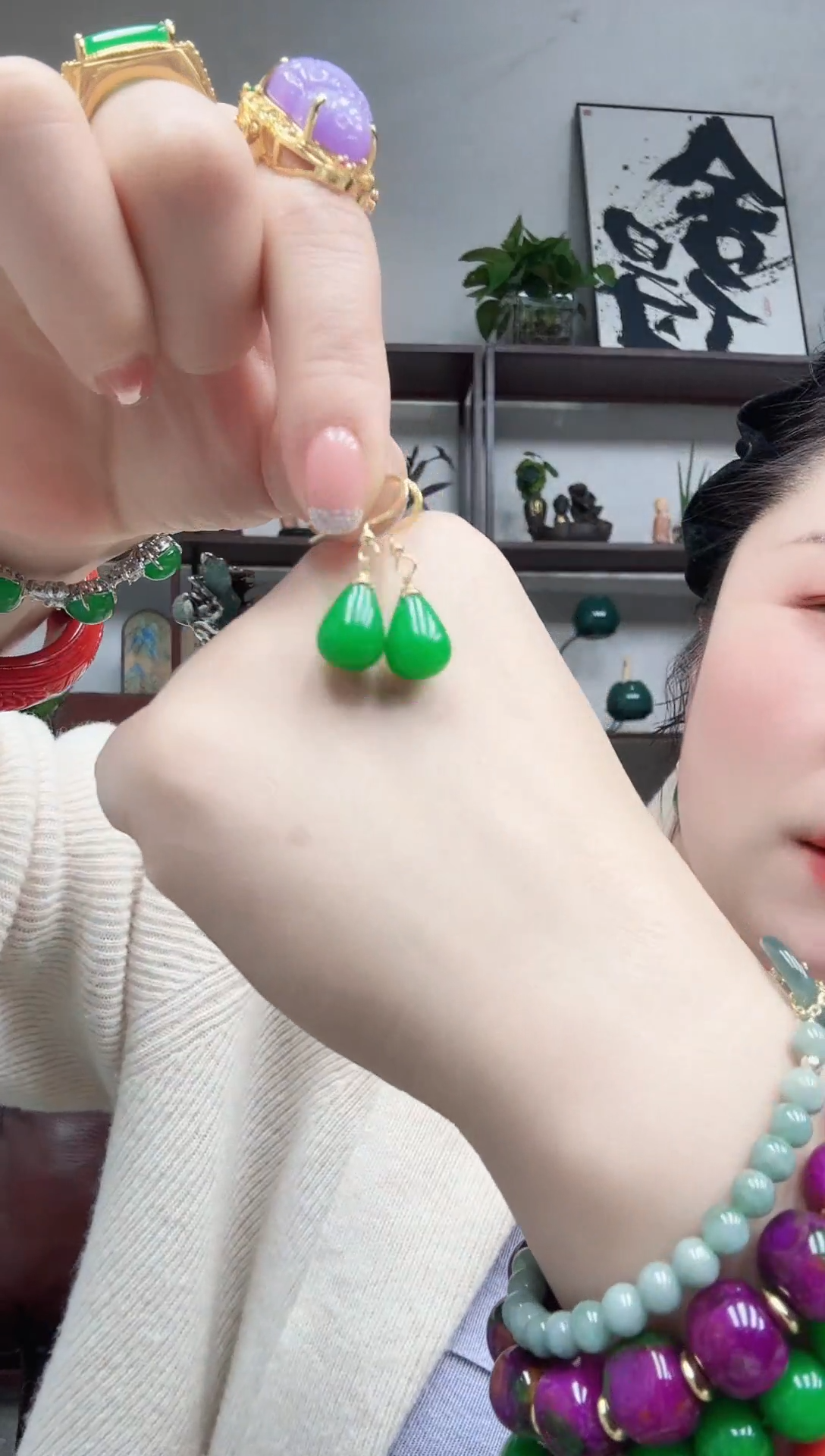 未镶嵌翡翠耳坠翡翠水滴吊坠