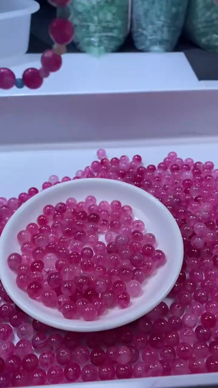 颈饰未镶嵌水晶W3258 粉紫碧玺8MM*20颗