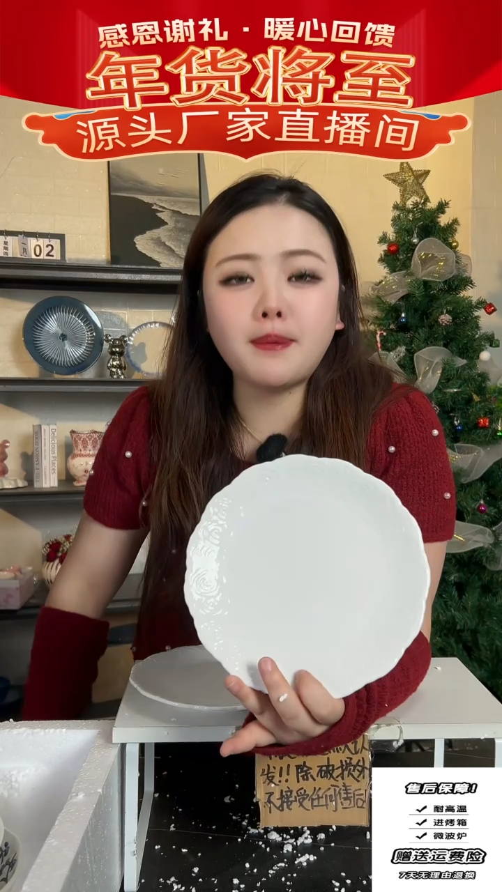 【闪购商品】瓷玫瑰花盘子-2只装