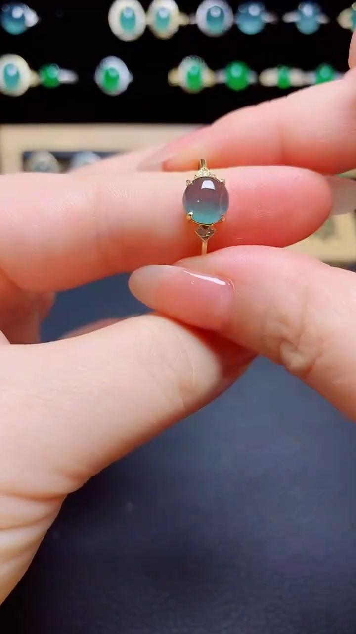 翡翠戒指银S925镶嵌 天然翡翠A货s925银镶