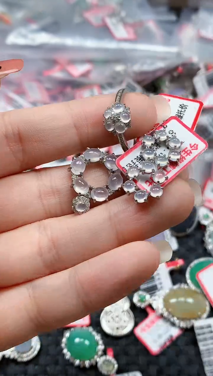 银S925镶嵌戒指翡翠天然A货缅甸翡翠