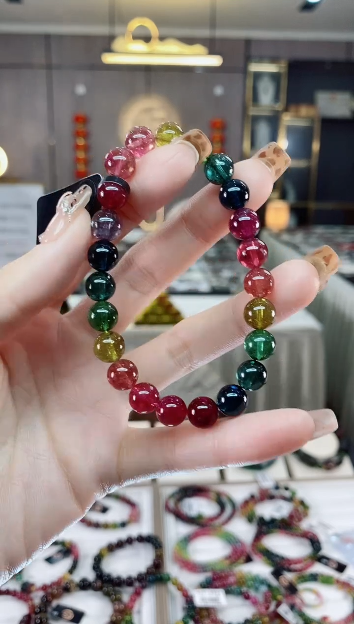 【闪购商品】碧玺收藏级单圈手串8mm+未镶嵌一物一证dan