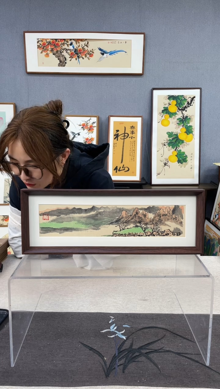 【闪购商品】国画手写书法带框-16*42-山水