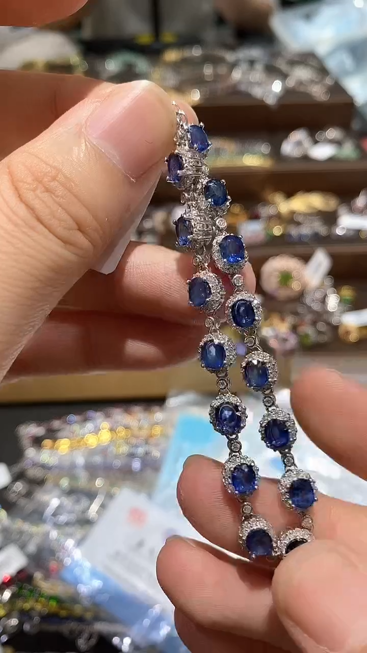 【闪购商品】蓝宝石手链银S925镶嵌手链