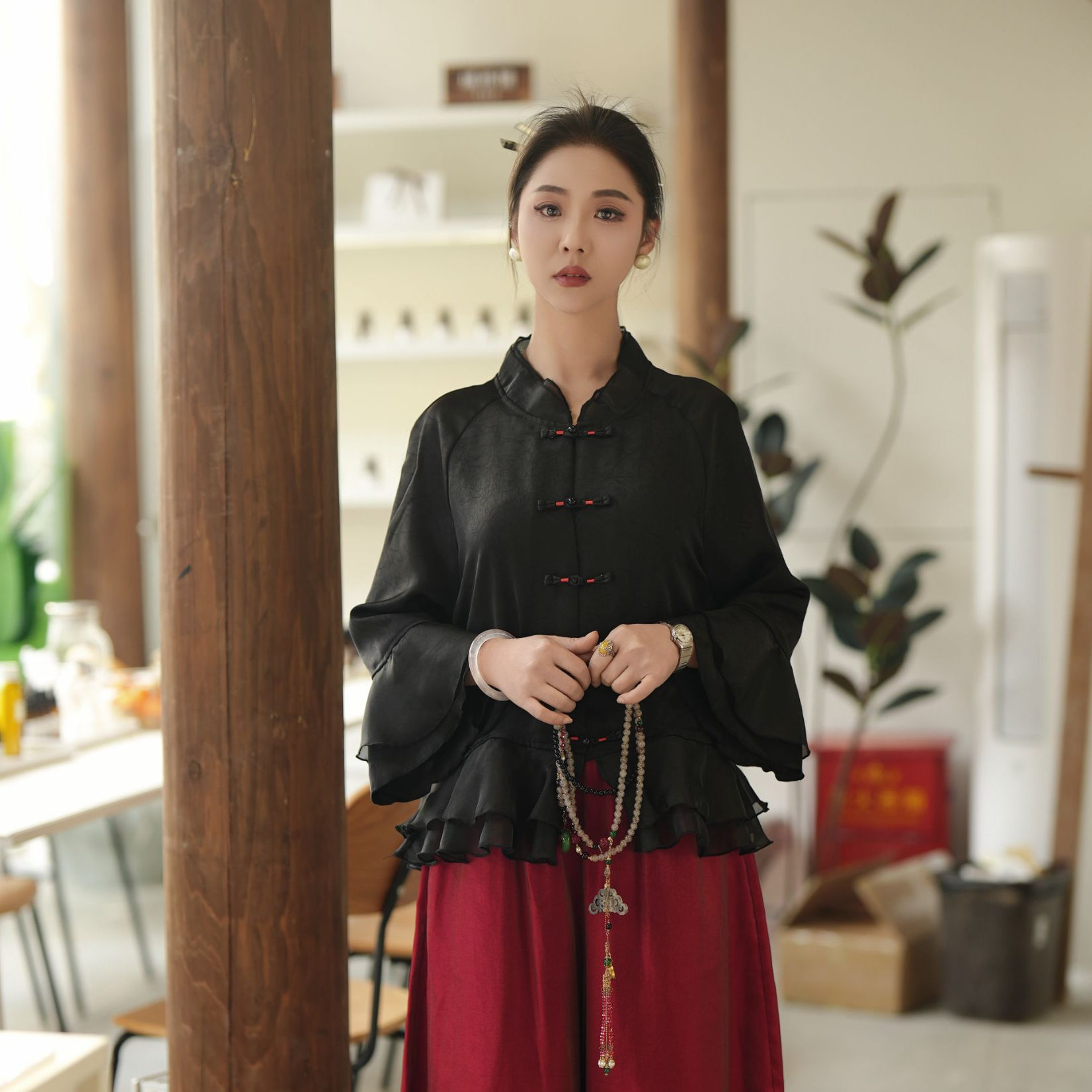 L25-S070【蔷薇伊人】新款设计师上衣时尚秋季日常新中式省心穿搭