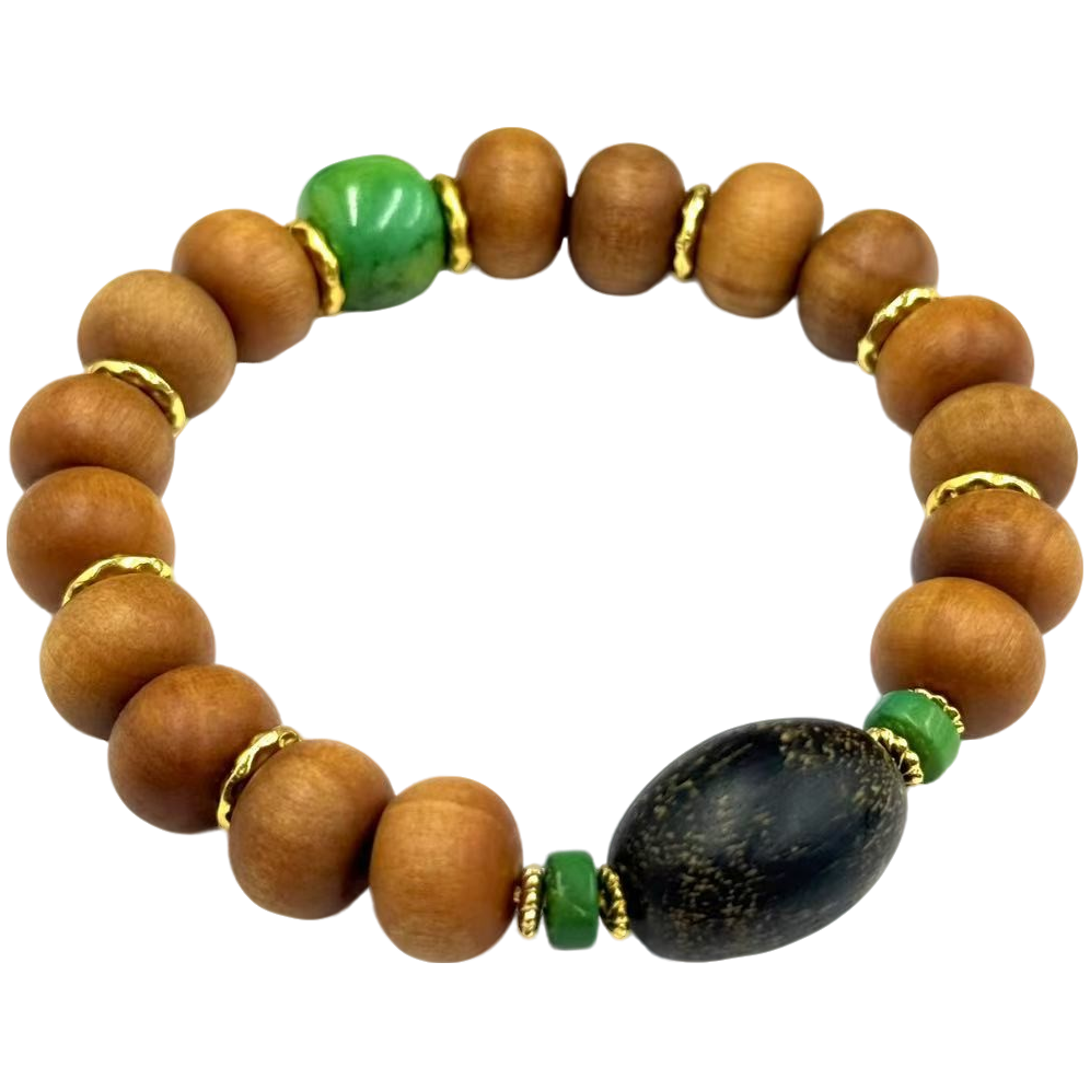 s1554-老山檀原创DIY苹果珠单圈手串-檀香手串-12mm-赠礼盒