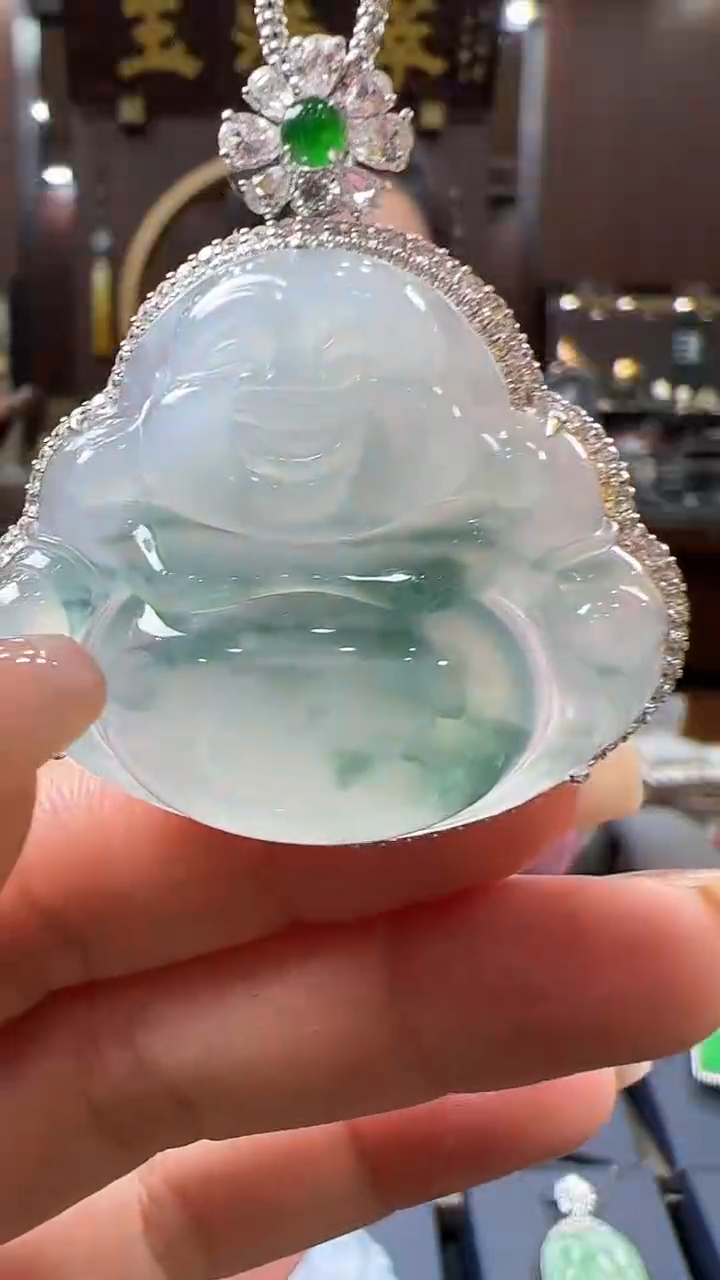 【闪购商品】翡翠挂件18K金镶嵌佛公