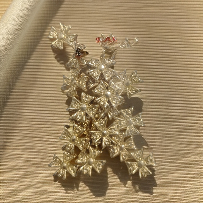 【海家】合金四瓣花镀16K金色HD2677珍珠装饰
