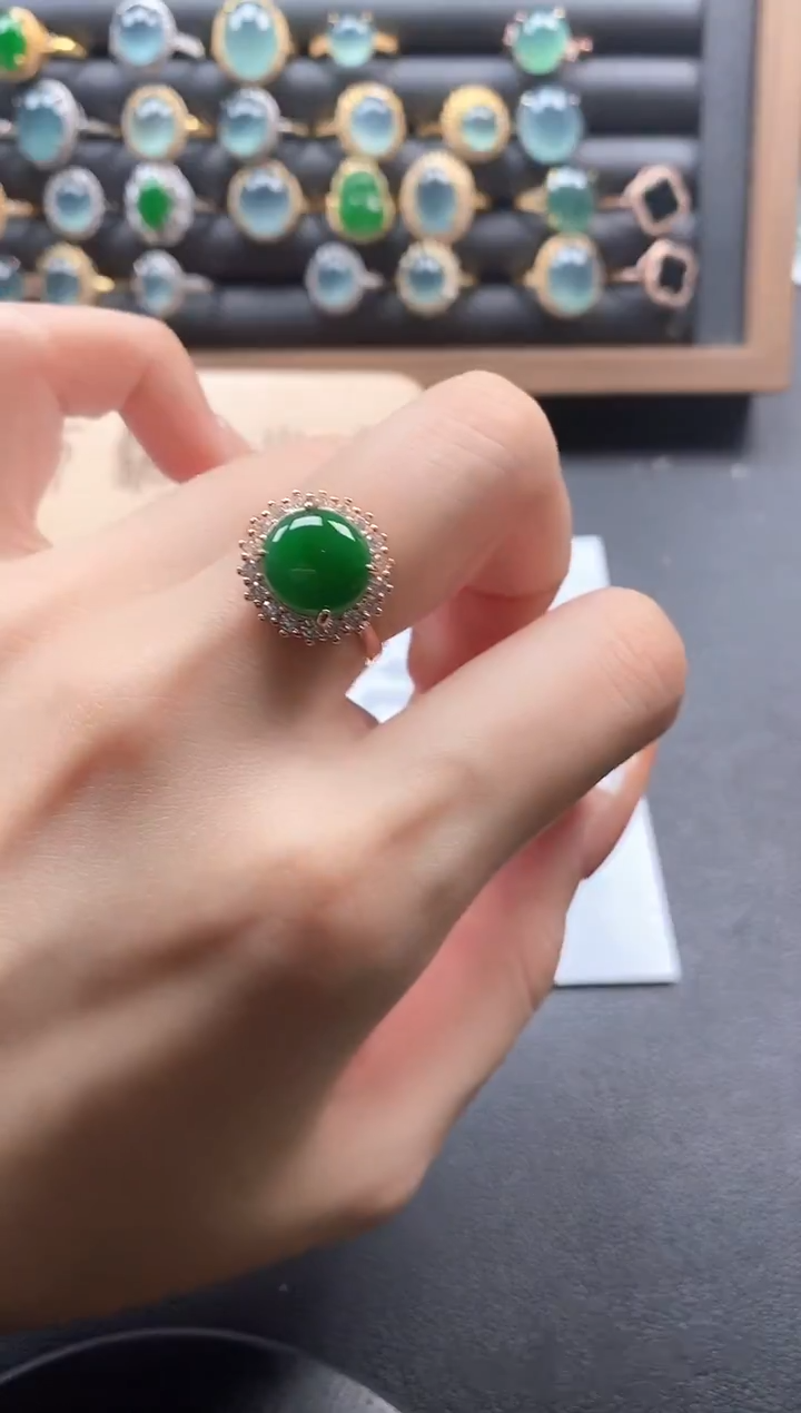 银S925镶嵌戒指翡翠51511