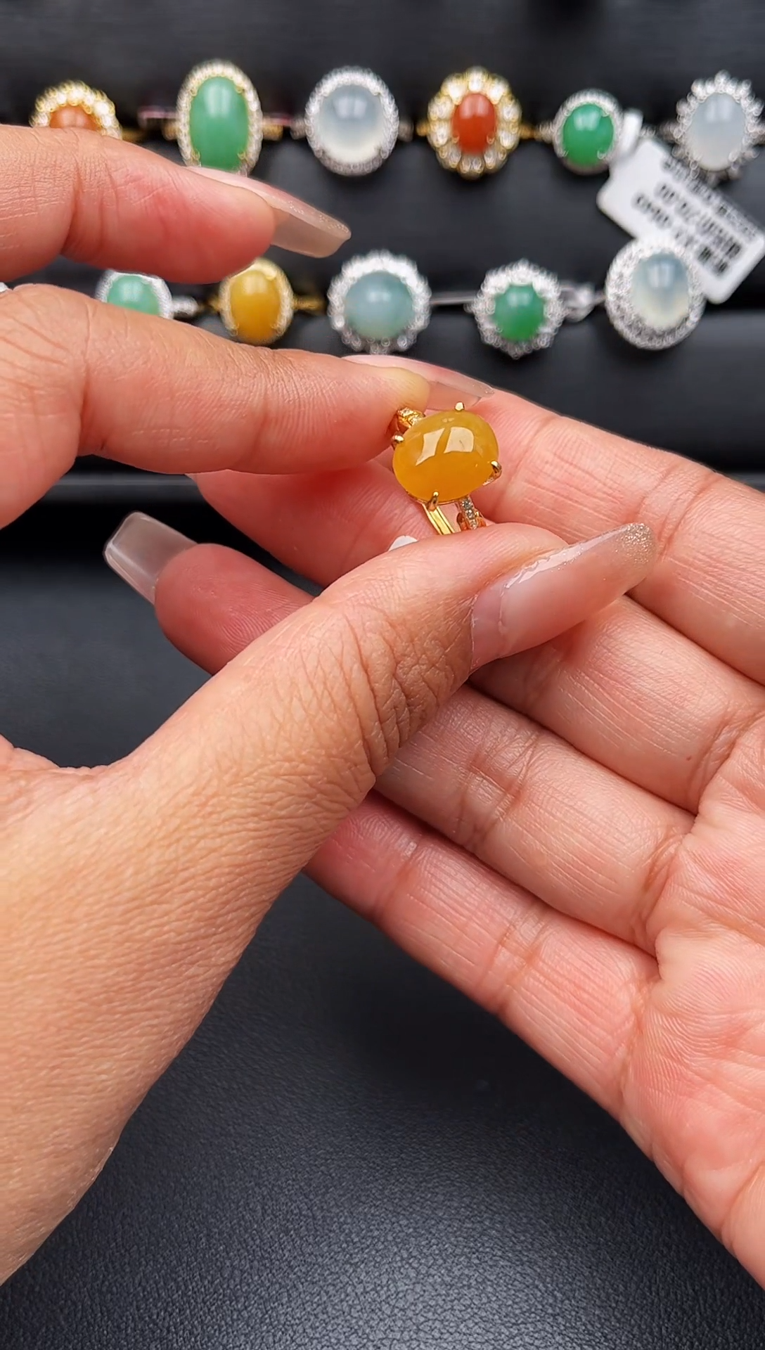 【闪购商品】翡翠戒指银S925镶嵌缅甸天然A货翡翠S925银镶嵌