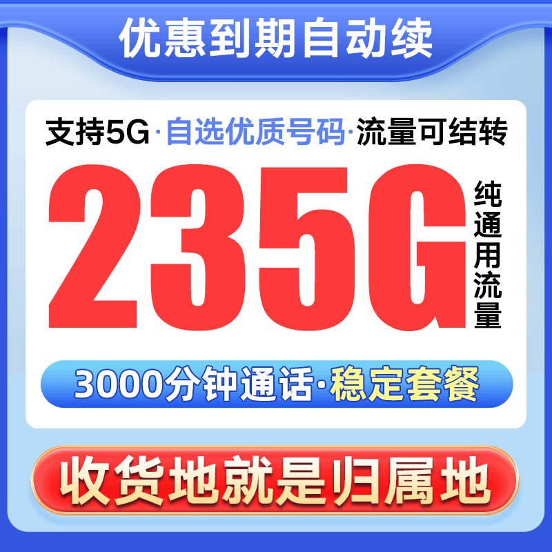 大流量手机卡全国通用高速不限速电话卡5G移动网络本地靓号电话卡