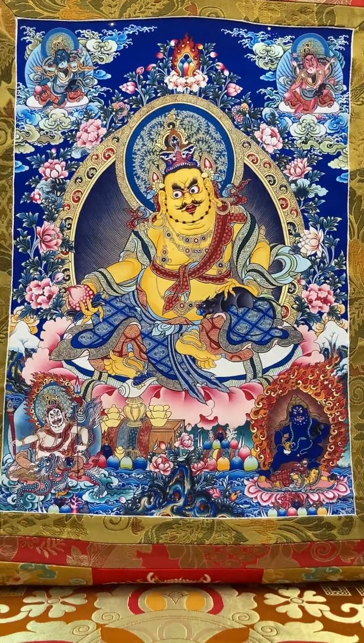 【闪购商品】卷轴画矿物质喷绘  五姓财1.3m金色龙布