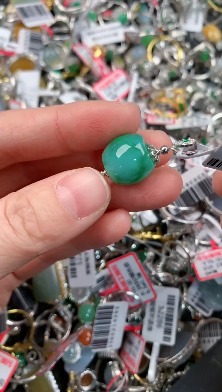 银S925镶嵌戒指翡翠222     9