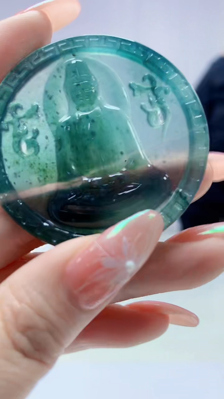 【闪购商品】定制翡翠未镶嵌4917DD-毛货挂件观音92