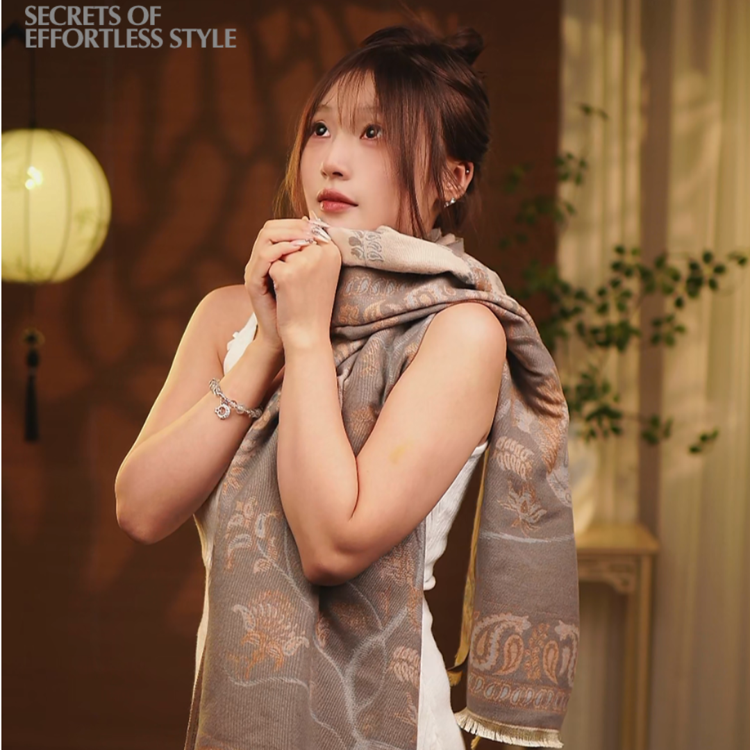 外贸出口订单折扣腰果花凤凰鸟双面提花围巾披肩