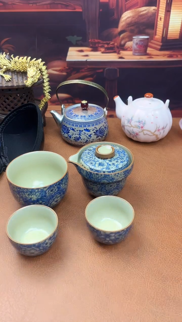 陶瓷茶具摆件旅行套组