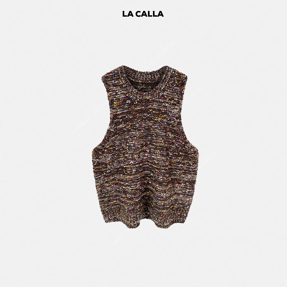 LA CALLA羊毛限量定制花咖纱背心YY-WL7129