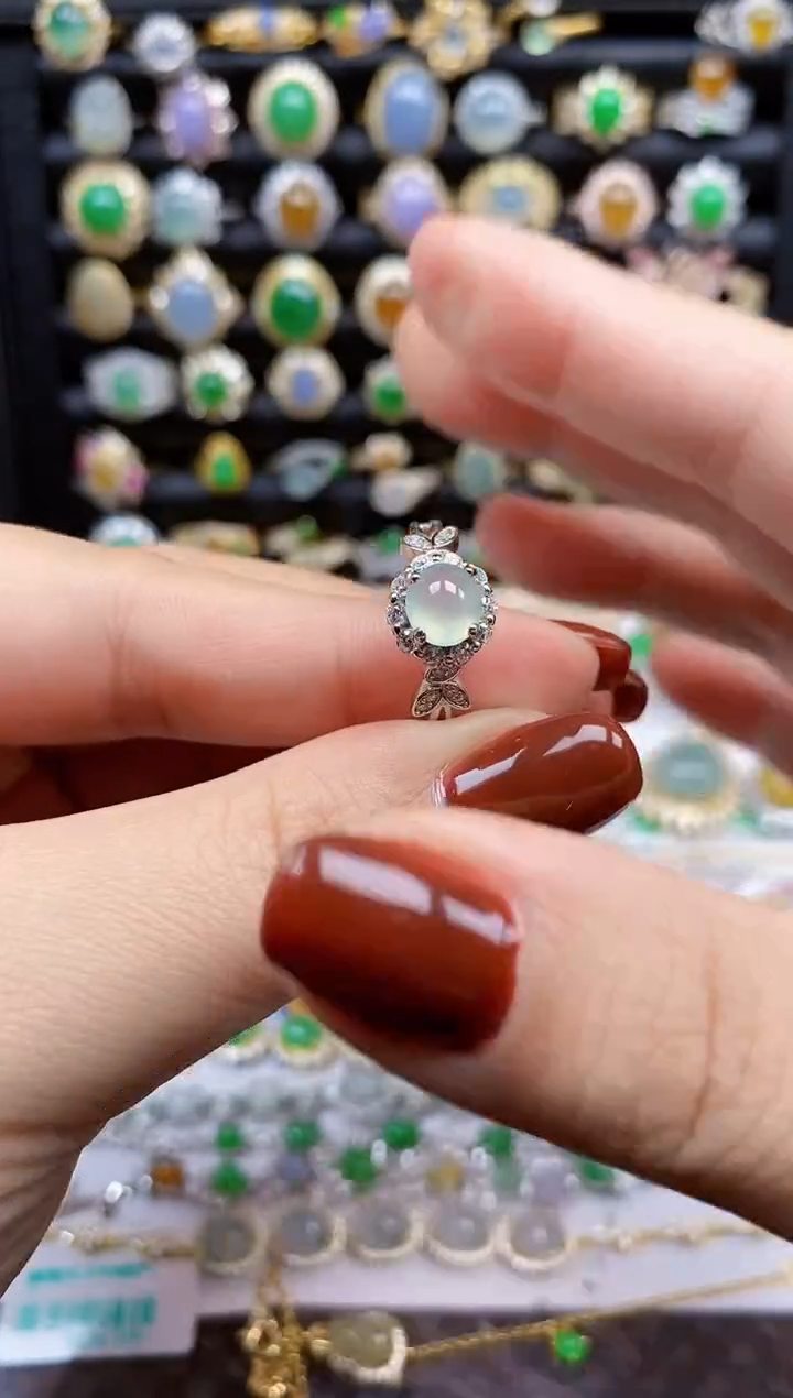 银S925镶嵌戒指翡翠8425