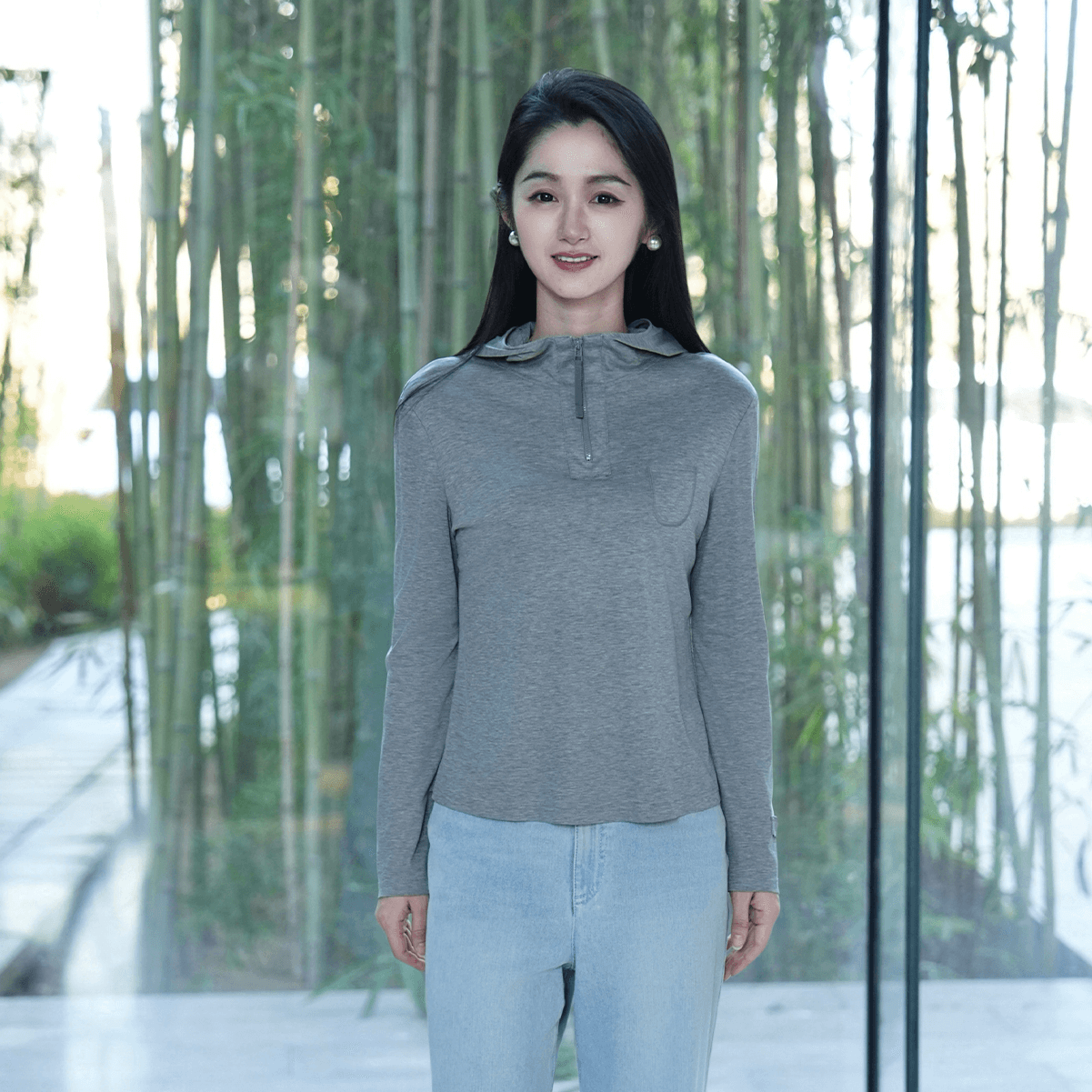 AMASS/阿玛施【瘦瘦衫】新款丘比特休闲纯色连帽长袖卫衣女5300662