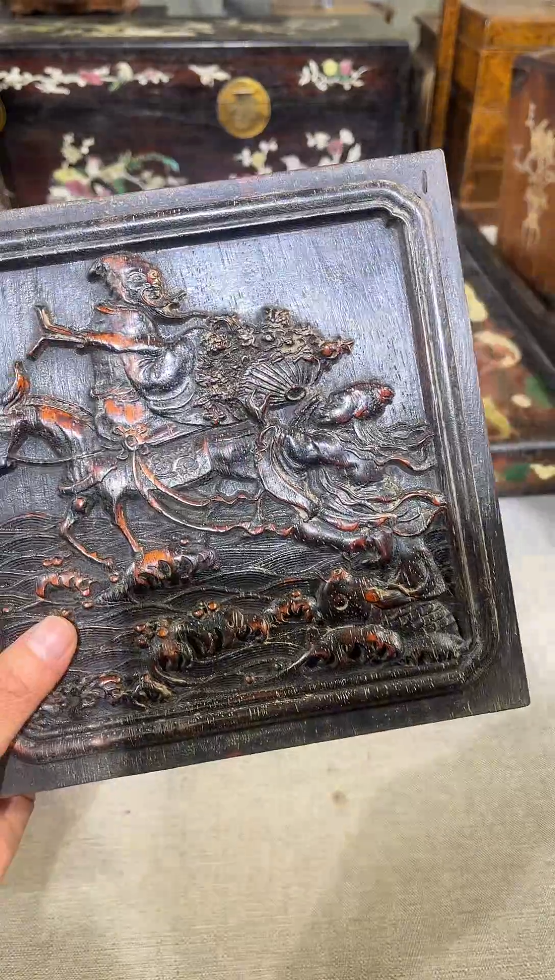 木紫檀八仙雕刻板