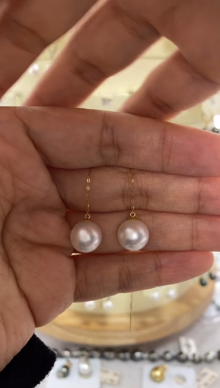 【闪购商品】海水珍珠耳饰18K金镶嵌10-11mm