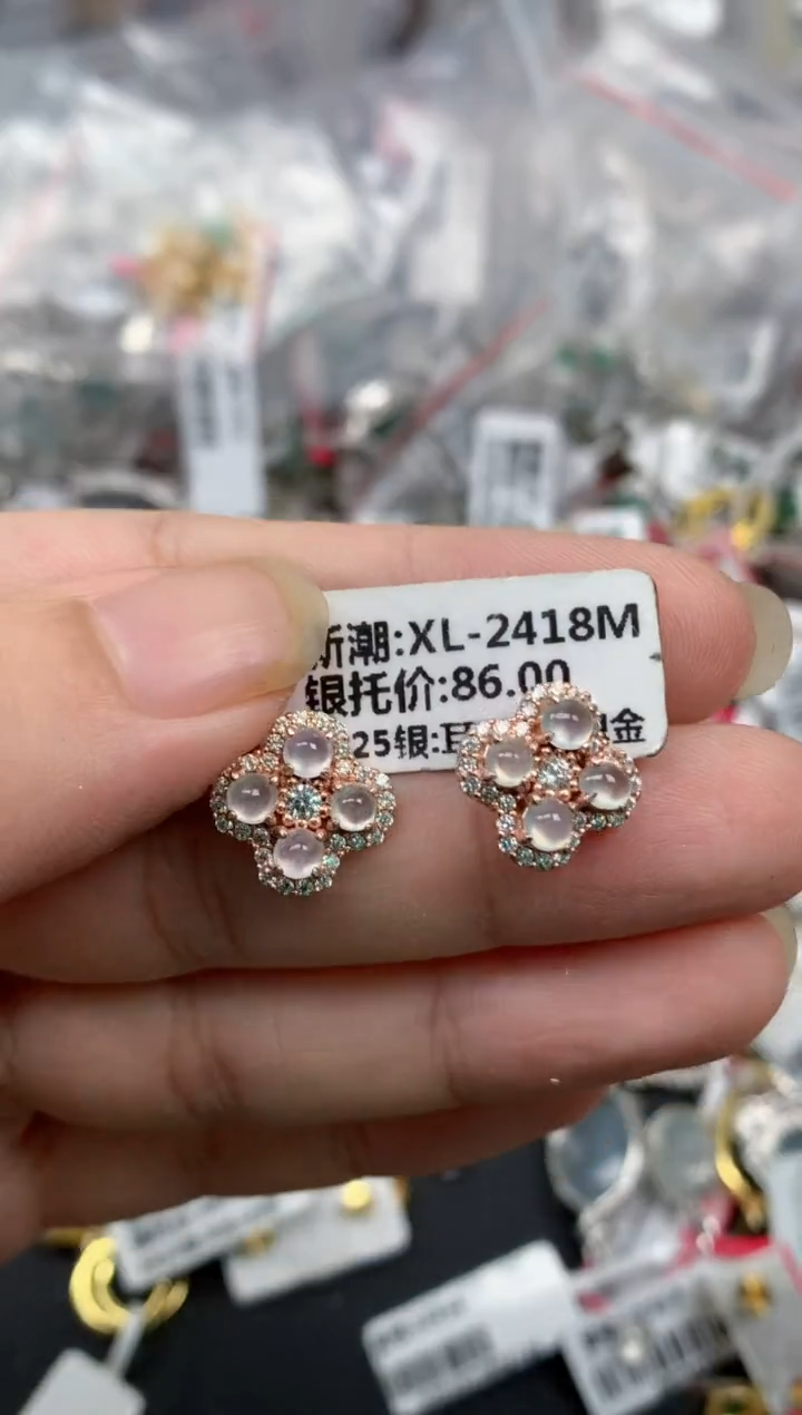 翡翠戒指银S925镶嵌天然A货缅甸翡翠