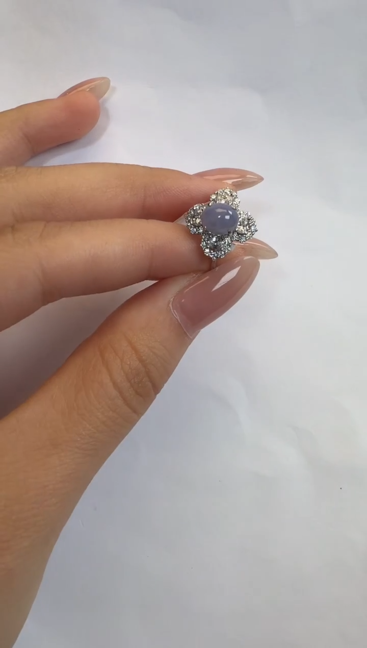 银S925镶嵌戒指翡翠通体925银镶缅甸A货翡翠戒指126