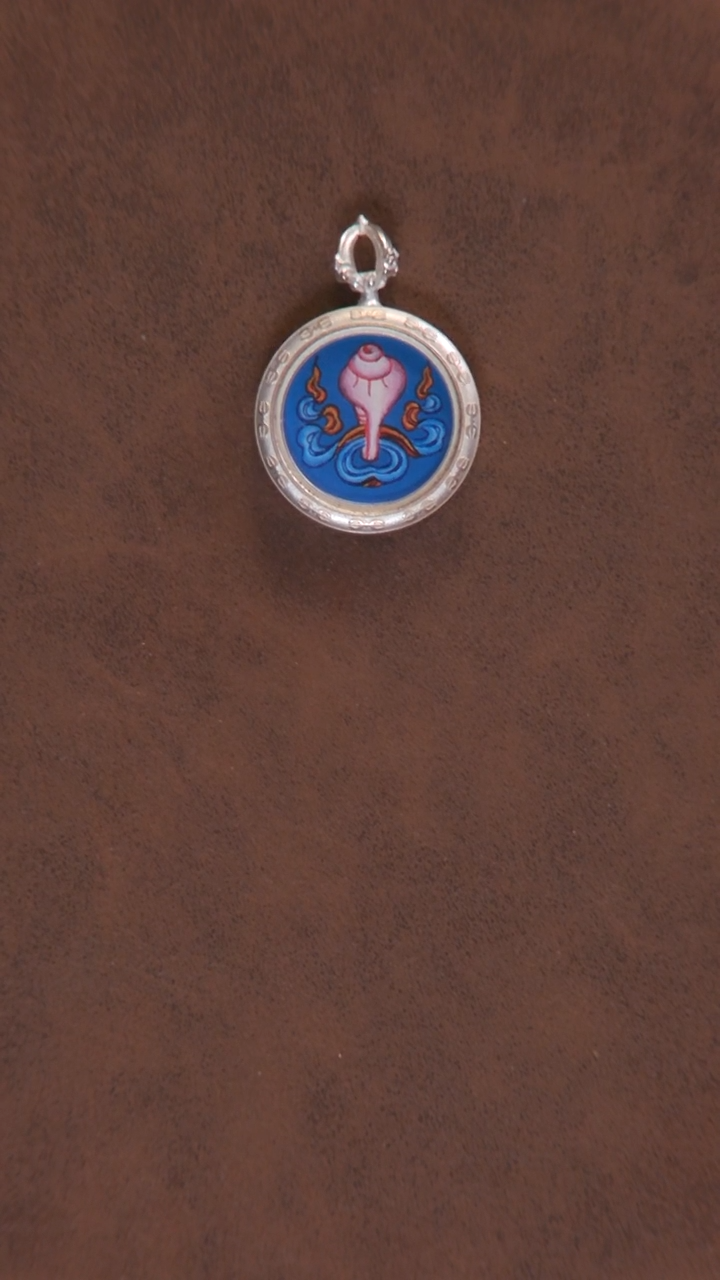 卷轴画白海螺手工绘制小唐卡