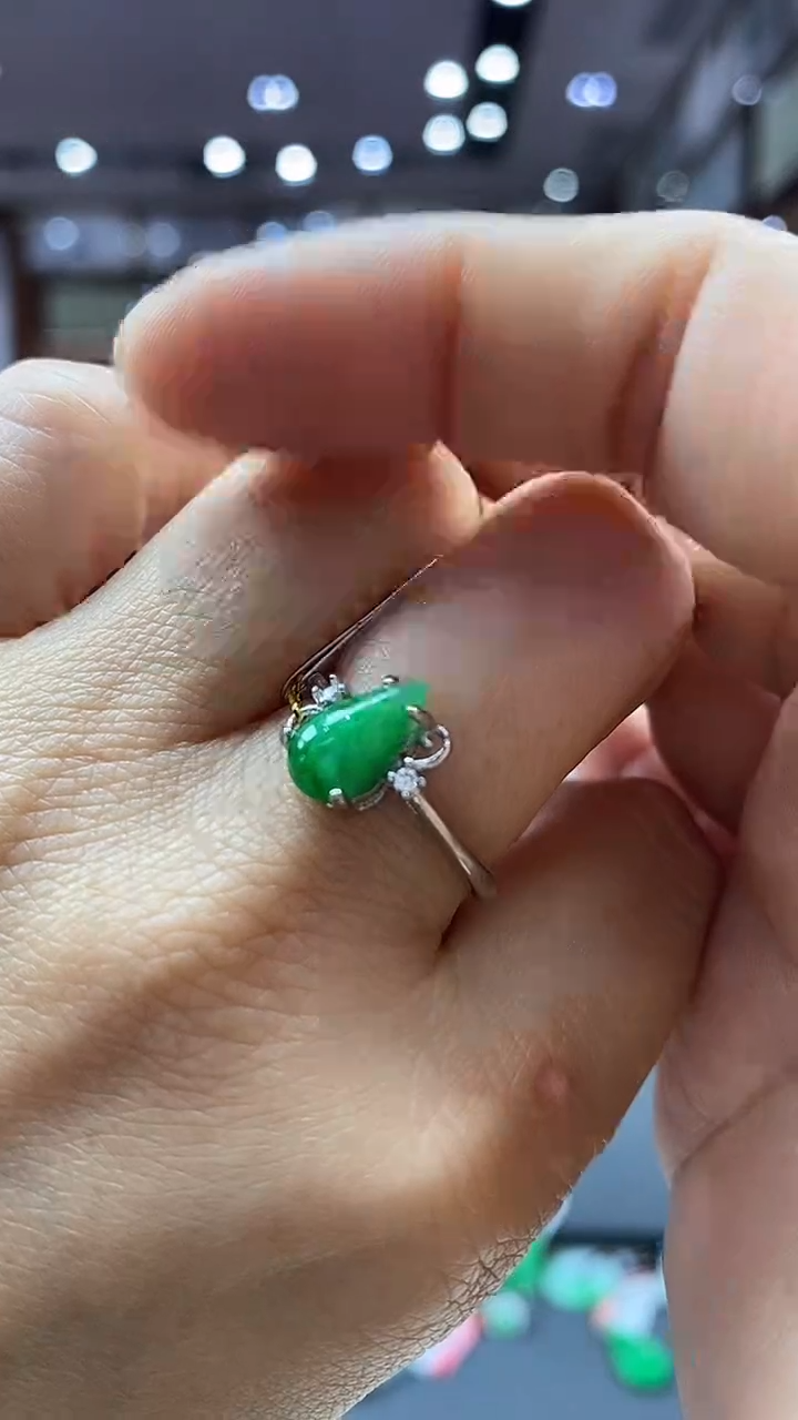 银S925镶嵌戒指翡翠戒指